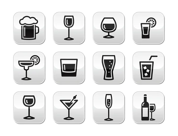 Drink alcohol beverage vector buttons set — Stock Vector