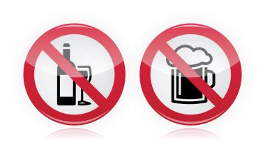 Drinking problem - no alcohol, no beer warning sign clipart