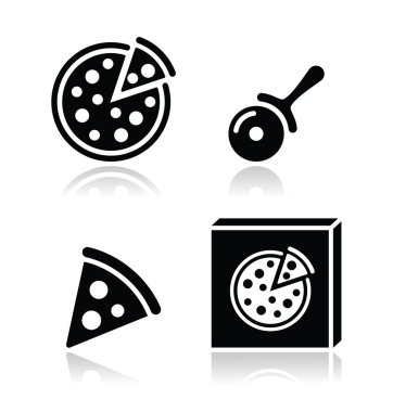 yansımaları ile pizza vector Icons set