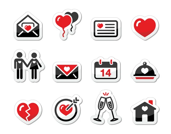 Alla hjärtans dag kärlek ikoner som etiketter — Stock vektor