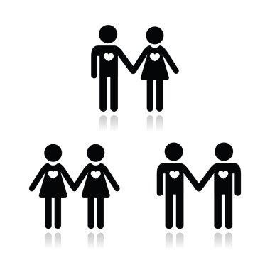 aşk heteroseksüel, Eşcinsel ve lezbiyen çiftler Icons set