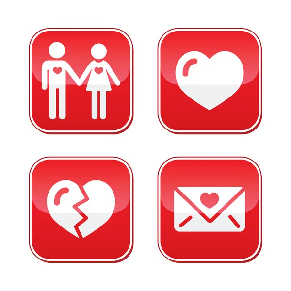 Amor Día de San Valentín botones conjunto — Archivo Imágenes Vectoriales