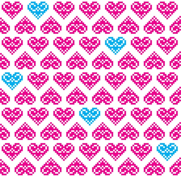Heart pink seamless background, pattern - Valentines Day — Stock Vector