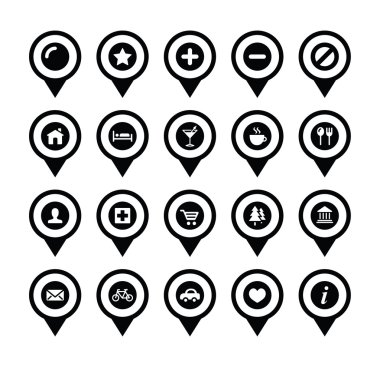yer işaretleri, harita işaretçiler vector Icons set