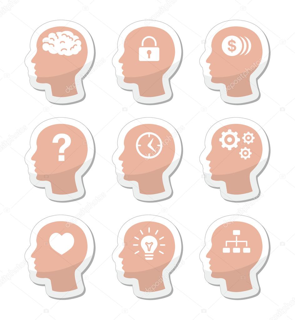 Head brain vector labels set