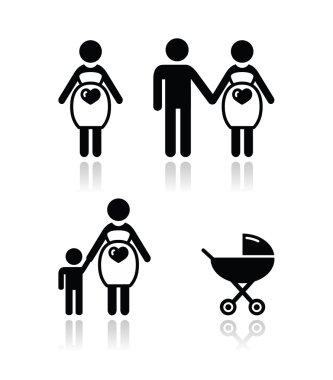 hamile kadın vector Icons set