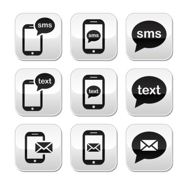 Mobil sms metin mesajı posta düğme kümesi
