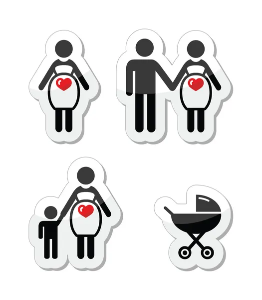 Pregnant woman vector icons set — Stock Vector