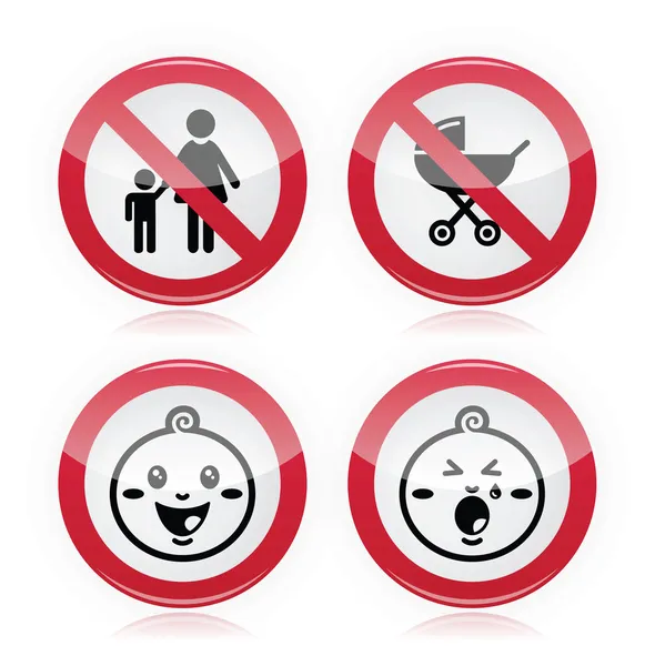 Panneau d'avertissement : pas de bébé, pas d'enfant — Image vectorielle