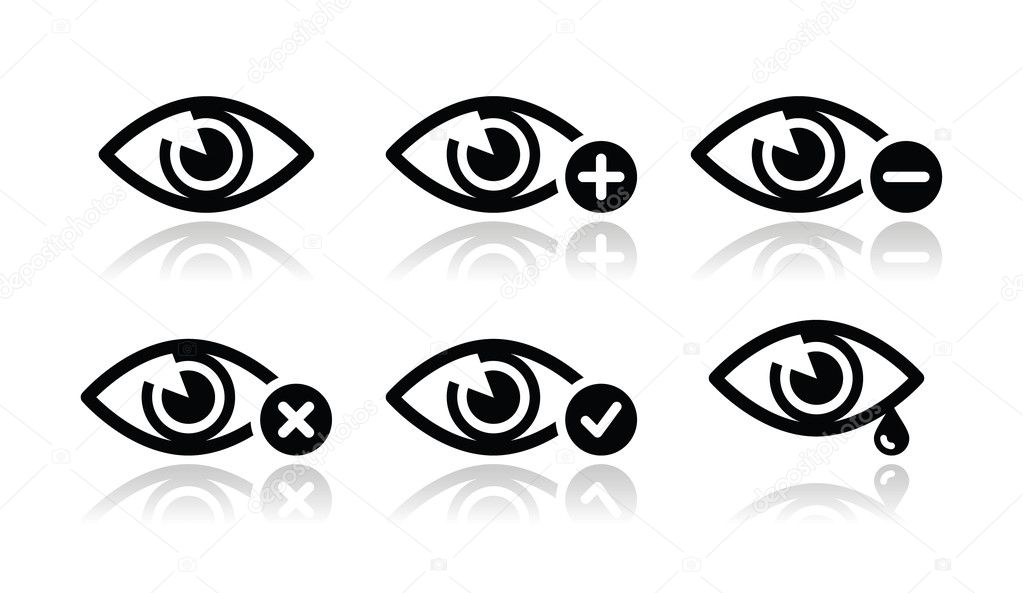 Eye sight icons set - vector