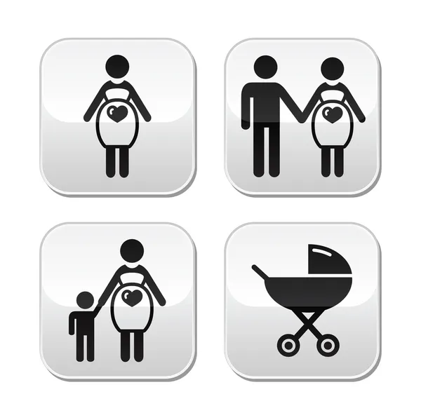 Ensemble de boutons femme enceinte — Image vectorielle