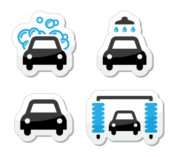 Ensemble d'icônes de lavage de voiture - vecteur — Image vectorielle