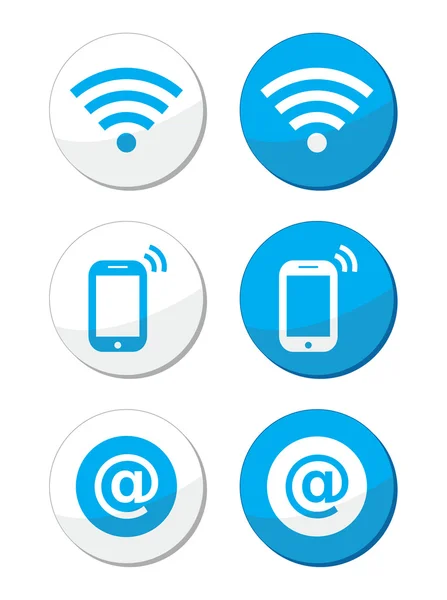 Wifi network, internet zone blue labels set - Vektor — Stockvektor