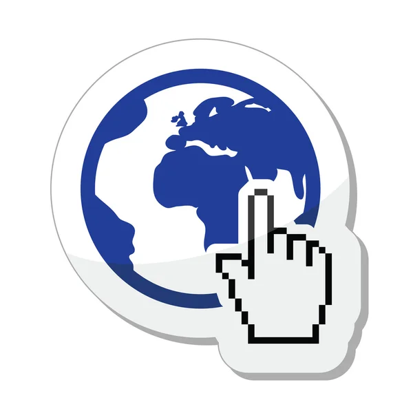 Globe, aarde met cursor hand vector pictogram — Stockvector