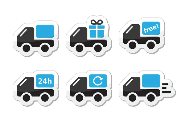 Levering auto, verzending vector icons set — Stockvector