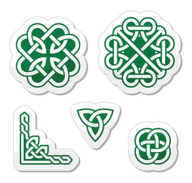 Yeşil Celtic Knot desenleri - vektör