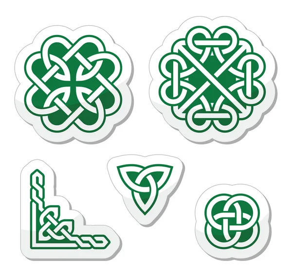 Motifs de nœuds verts celtiques - vecteur — Image vectorielle