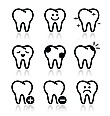 diş, diş Icons set vektör.