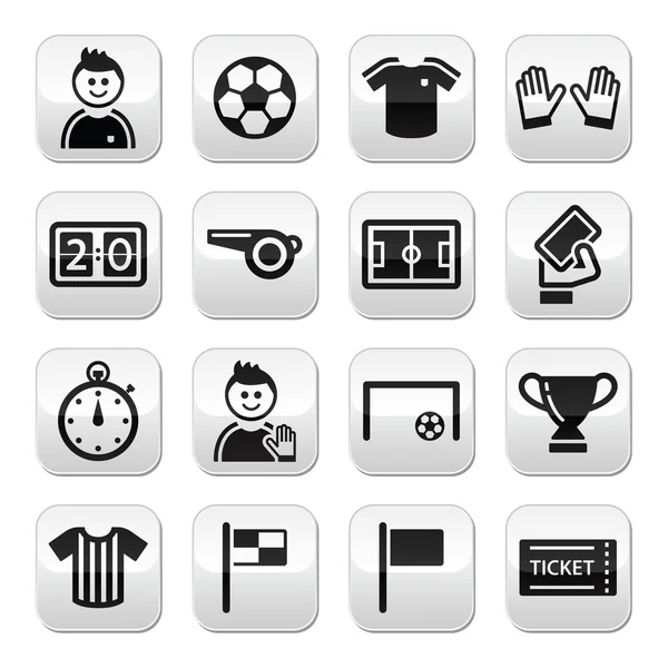Soccer football boutons vectoriels ensemble — Image vectorielle