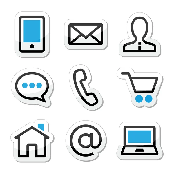 Contact web page stroke icons set — Stock Vector