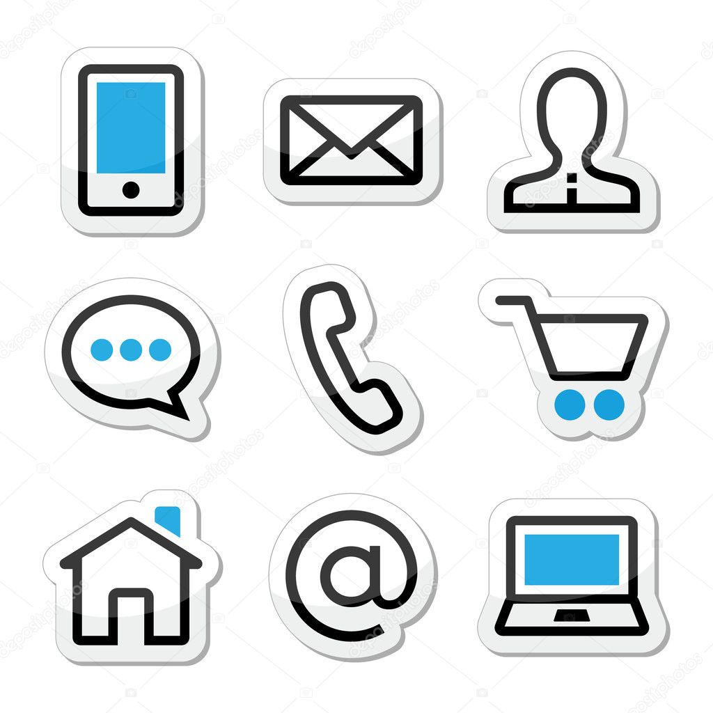Contact web page stroke icons set