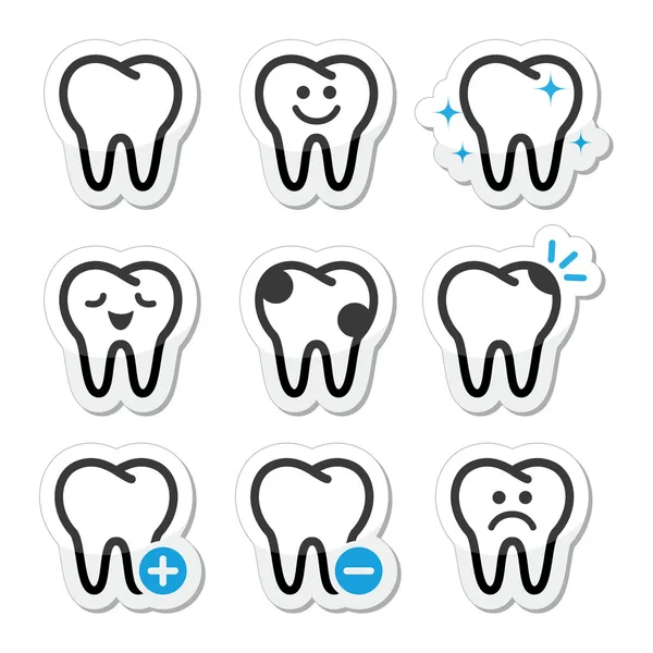 Diente, dientes vector iconos conjunto — Vector de stock