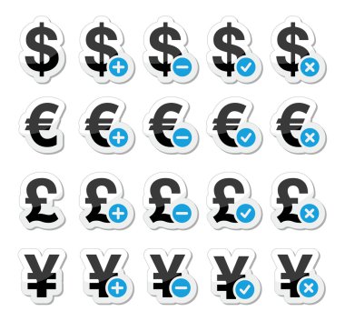 para birimi simgelerini belirlemek - dolar, yen, euro pound