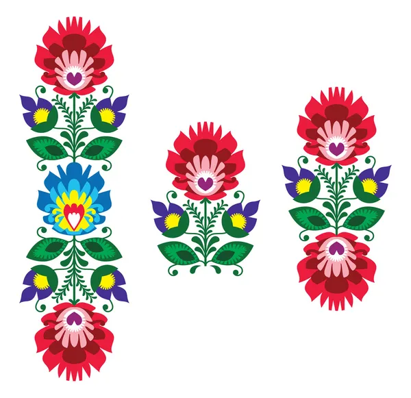 Folk embroidery - floral traditional polish pattern — Stock Vector