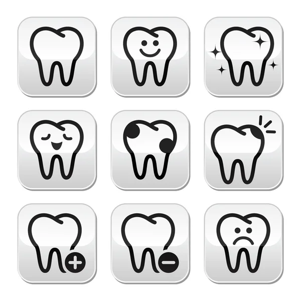 Dente, dentes conjunto de botões vetoriais — Vetor de Stock