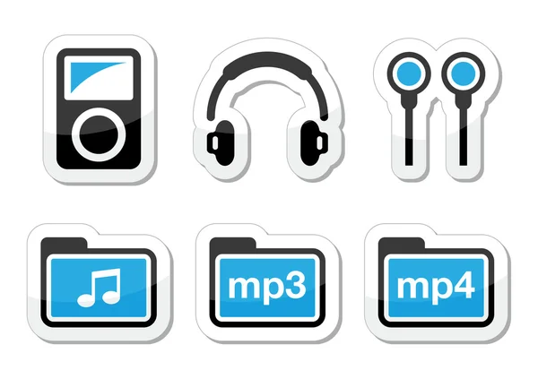 Mp3 player vector icons set — Stock Vector