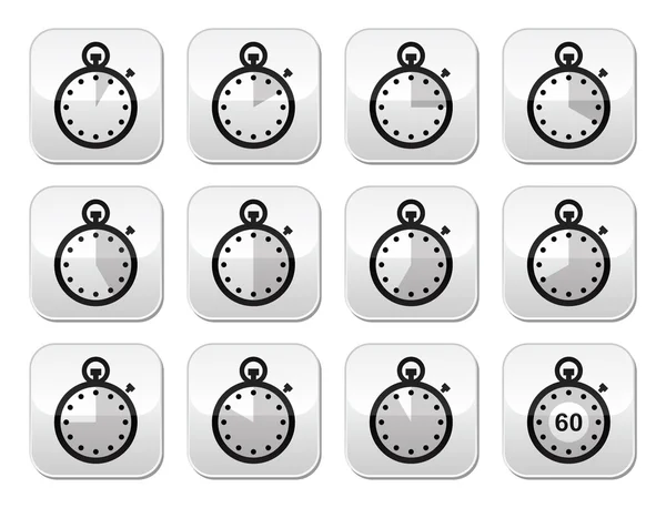 Hora, reloj, conjunto de botones de vectores de cronómetro — Vector de stock