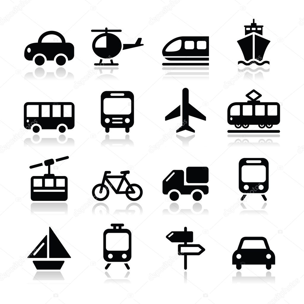 Transport, travel vector icons set isoalted on white