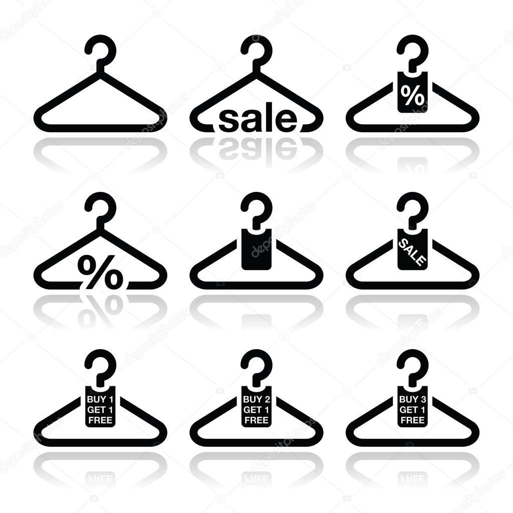 Hanger, sale, buy 1 get 1 free icons set