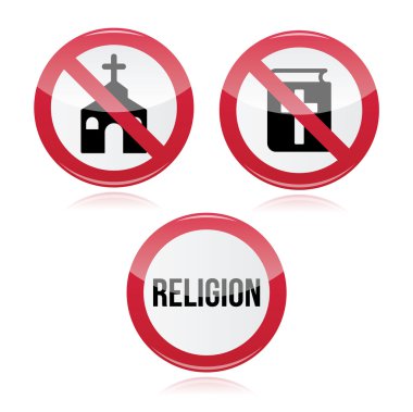 din yok, kilise yok, hiçbir İncil kırmızı uyarı işareti