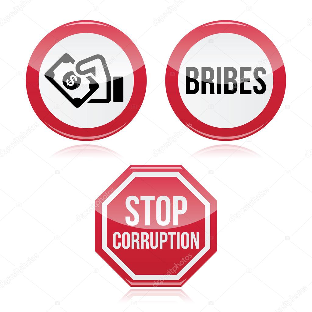 No bribes, sto corruption red warning sign