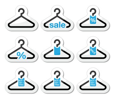 Satış, satın 1 al 1 ücretsiz askı Icons set