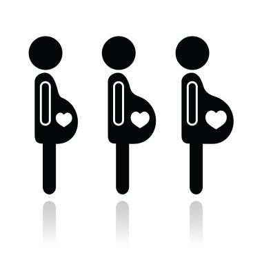gebelik aşamaları, kadın bekliyor bebek Icons set