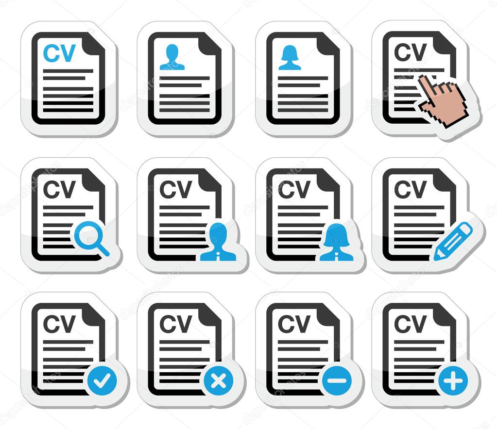 CV - Curriculum vitae, resume vector icons set