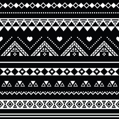 Aztek seamless modeli, tribal siyah ve beyaz arka plan