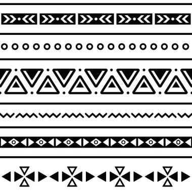 Aztek seamless modeli, tribal siyah ve beyaz arka plan