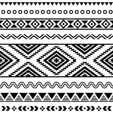 Tribal seamless pattern, aztec black and white background