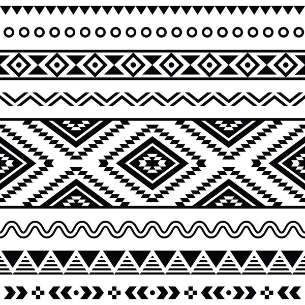 Tribal seamless pattern, aztec black and white background