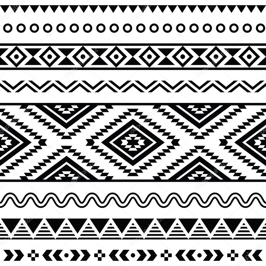 Tribal seamless pattern, aztec black and white background