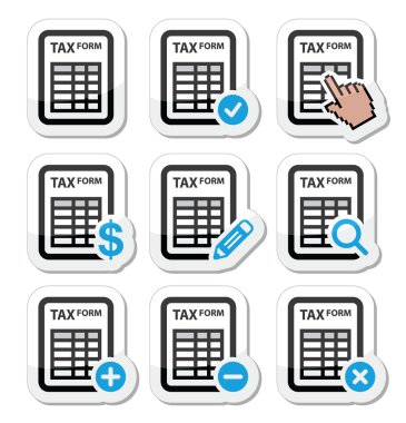 vergi formu, vergilendirme, finans vector Icons set