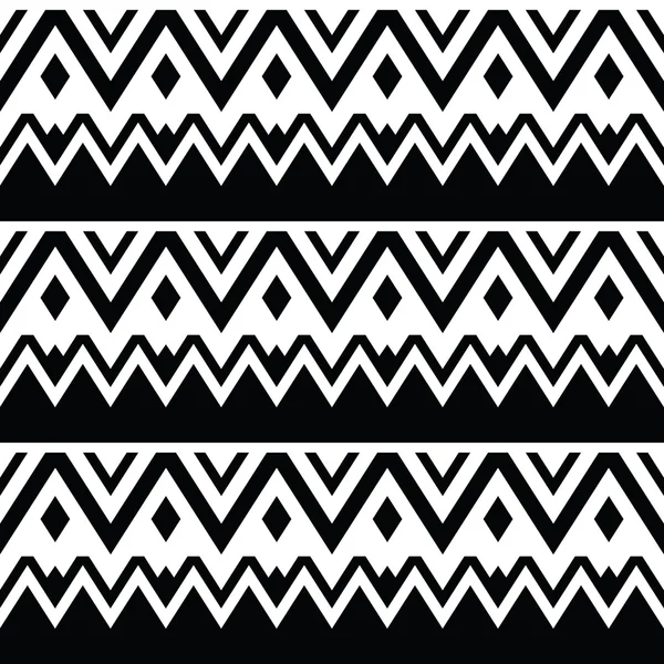 Aztec seamless pattern, tribal black and white background — Stock Vector