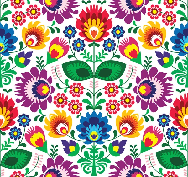 Seamless traditional floral polish pattern - ethnic background — Stock Vector