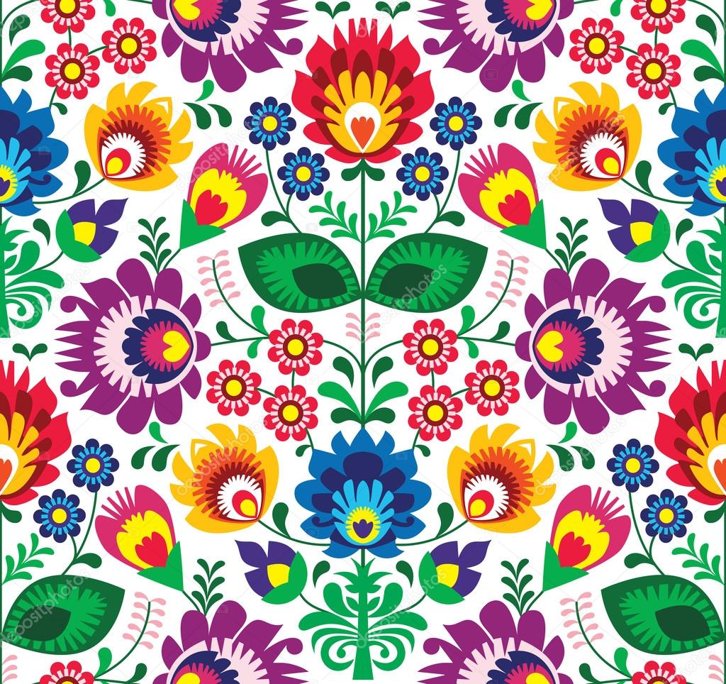 Seamless traditional floral polish pattern - ethnic background