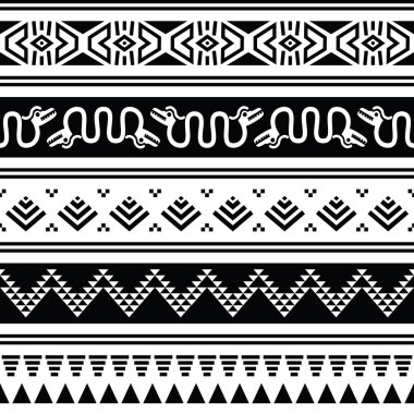 Aztec tribal seamless pattern with animals vector