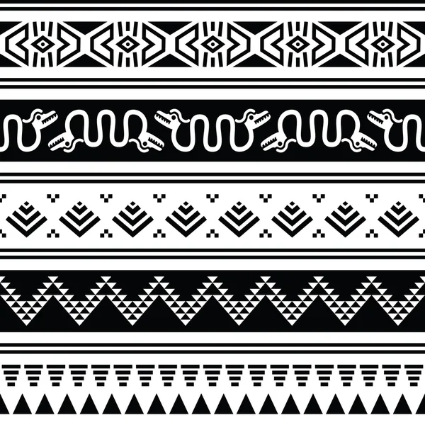 Patrón inconsútil tribal azteca con animales — Vector de stock