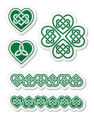 Celtic yeşil kalp knot - vektör simge seti